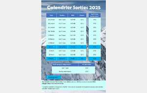 Calendrier sorties 2025